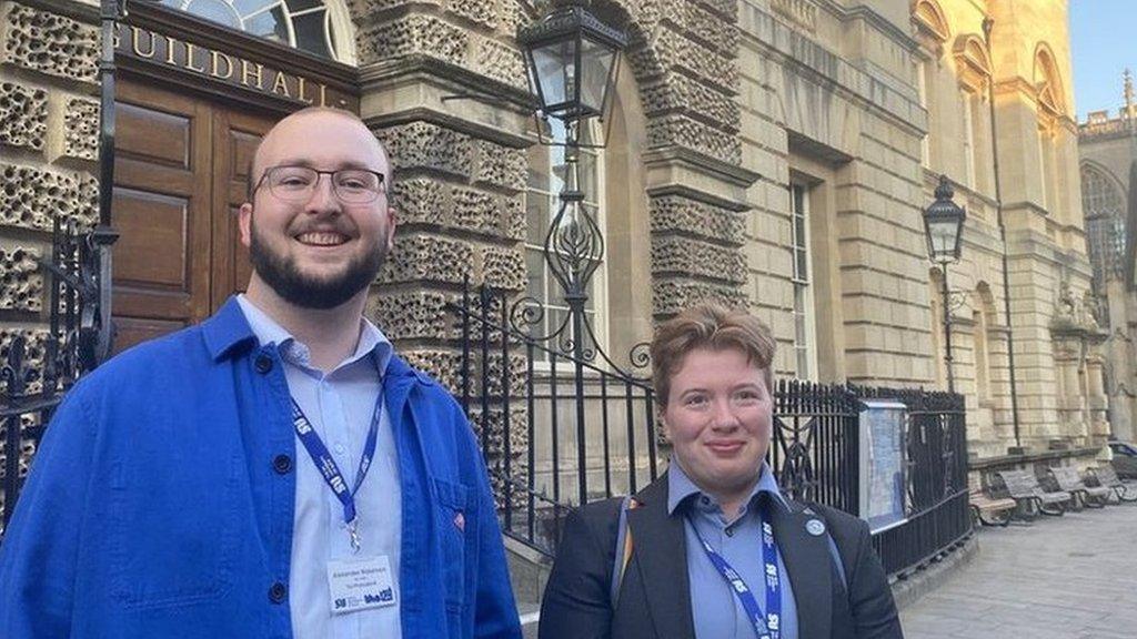 University of Bath student union President Alexander Robinson (left) with community officer Blake Walker