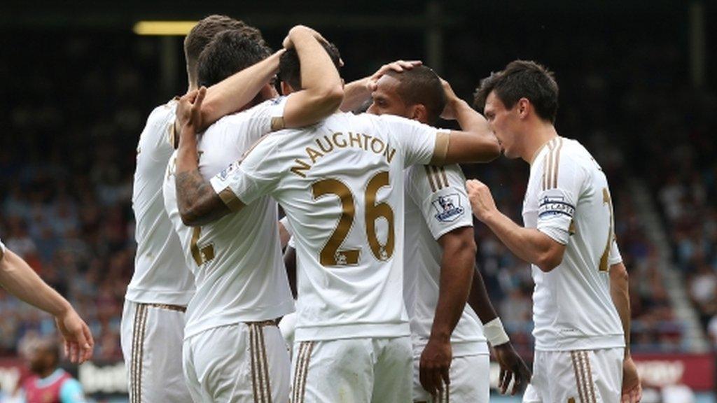 Swansea celebrate a goal