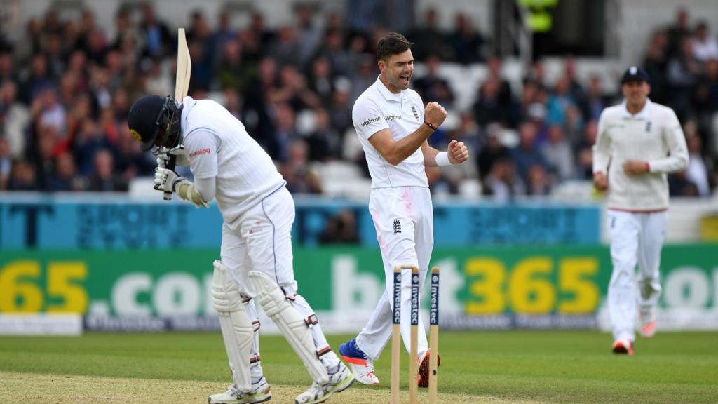 James Anderson celebrates