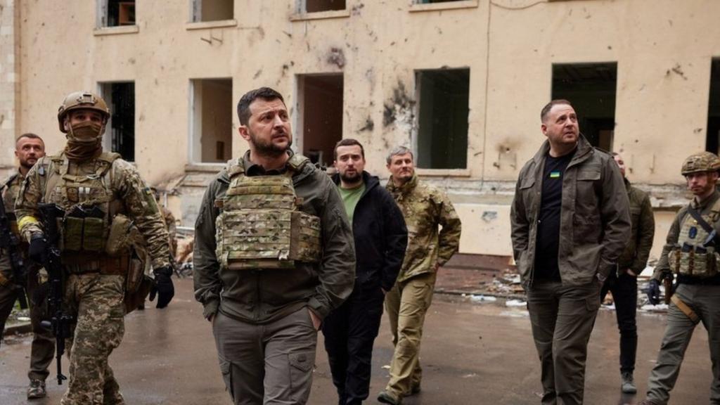 President Zelensky visiting defenders in Kharkiv region