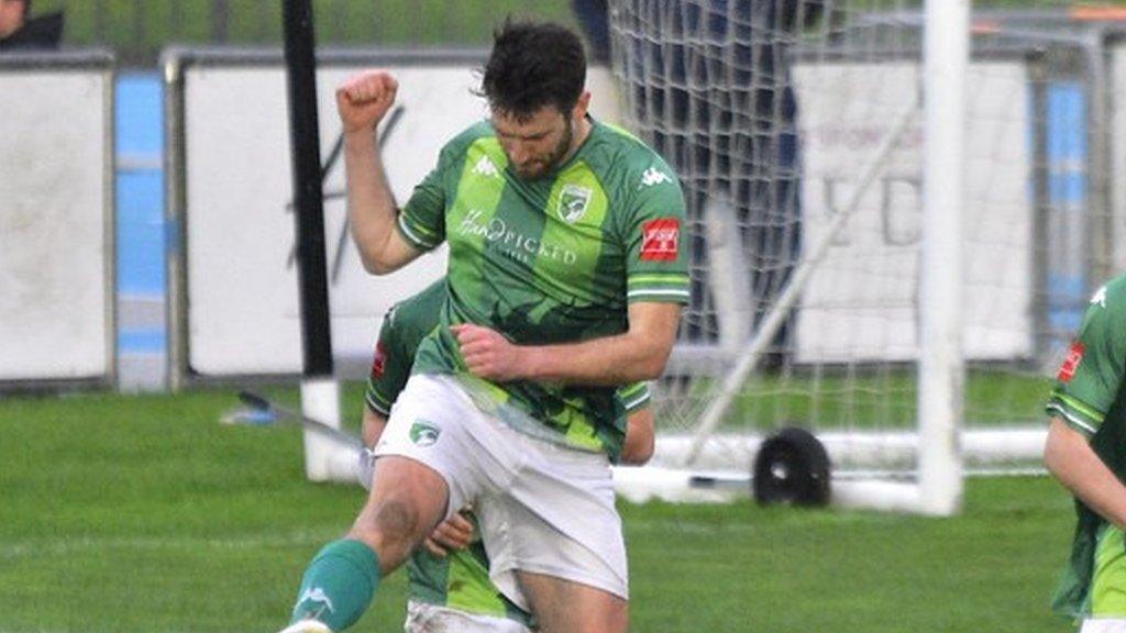 Ross Allen celebrates a goal