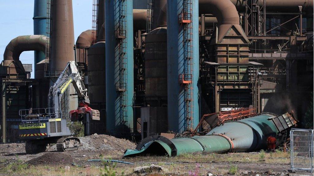 The demolished BOS Plant chimney stack