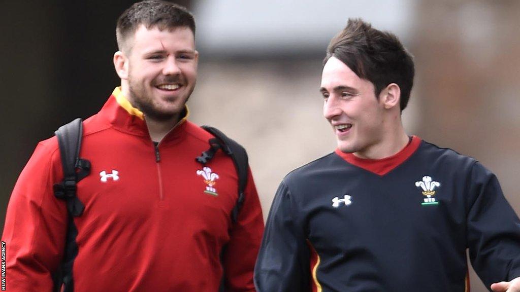 Rob Evans and Sam Davies in the Wales squad in 2017