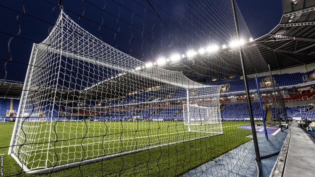 General view from behind the goal of Reading's Select Car Leasing Stadium