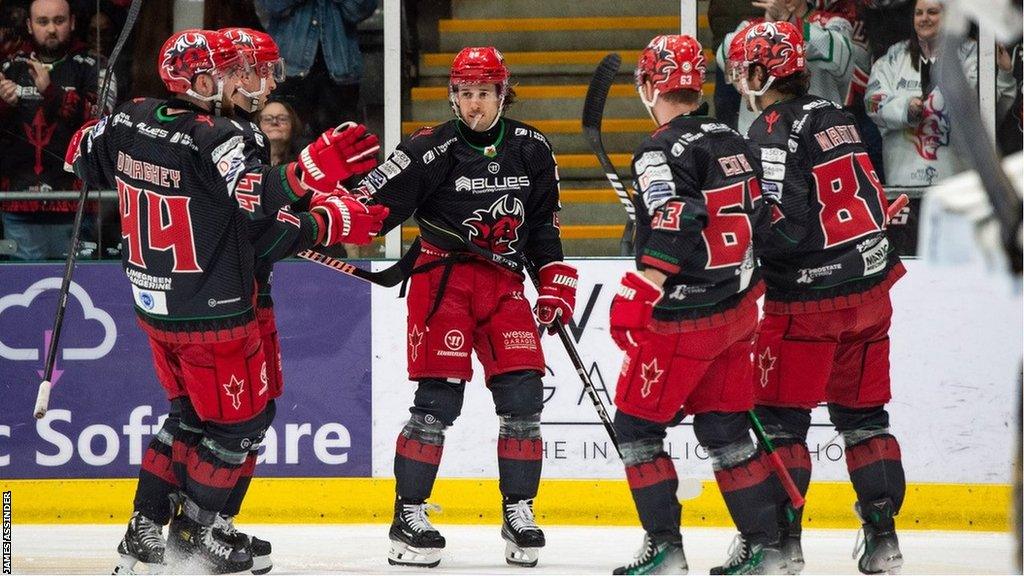 Cole Sanford celebrates his opening goal