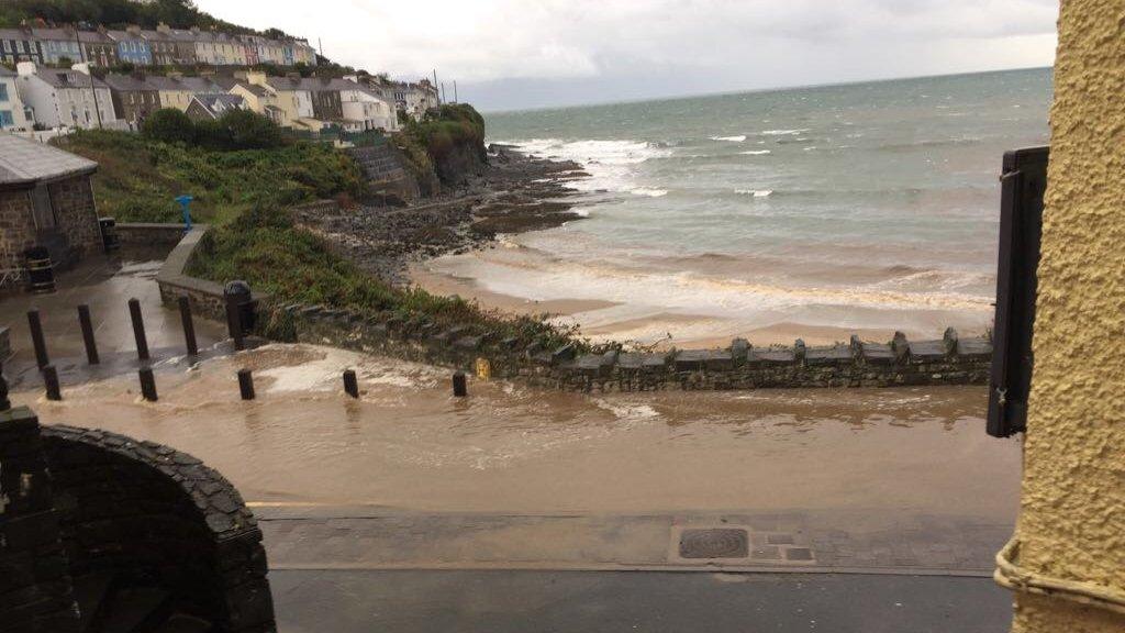 Flooding in New Quay, Ceredigion