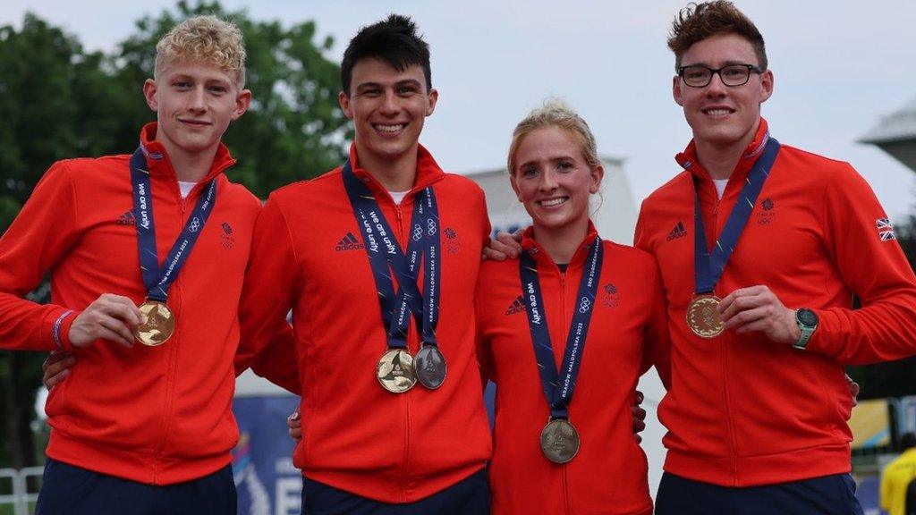 Great Britain's winning modern pentathlon team