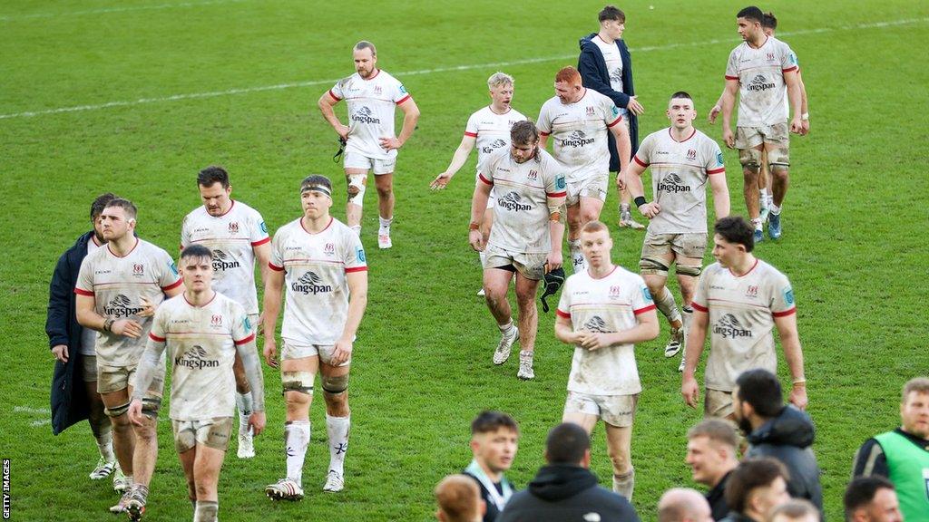 Ulster players look despondent after losing to Ospreys