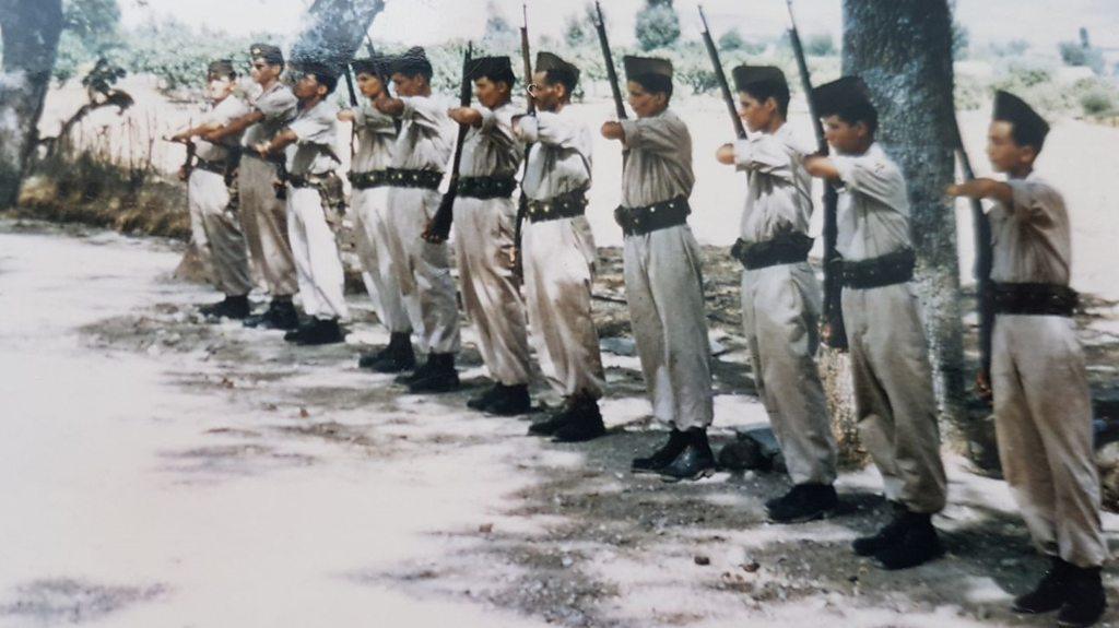 Harki army recruits standing to attention