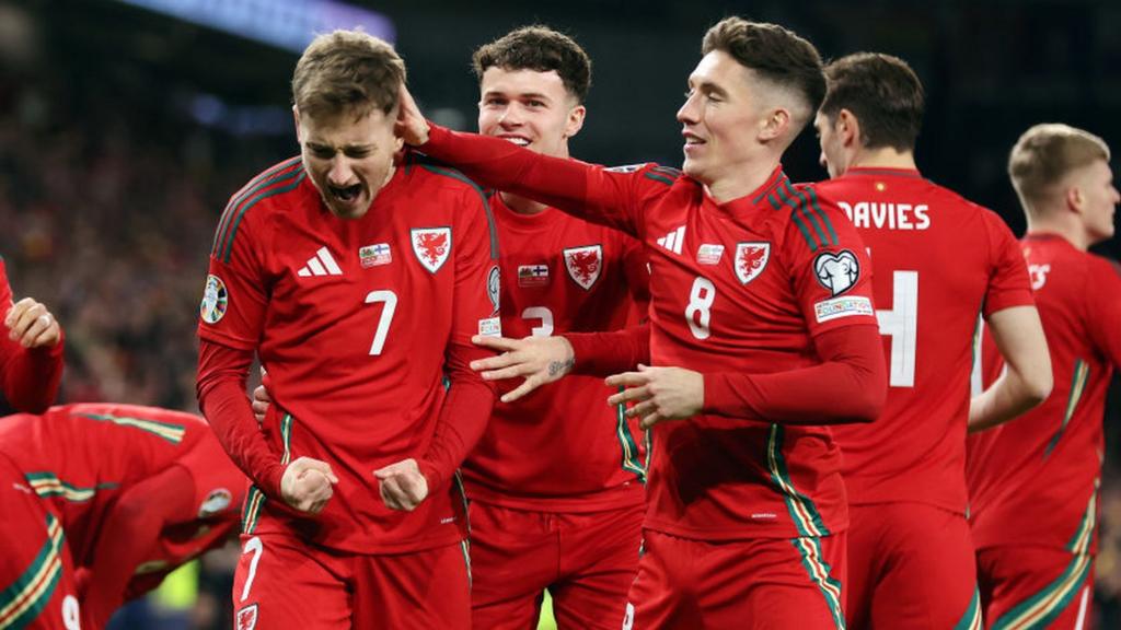 Wales celebrate opening goal