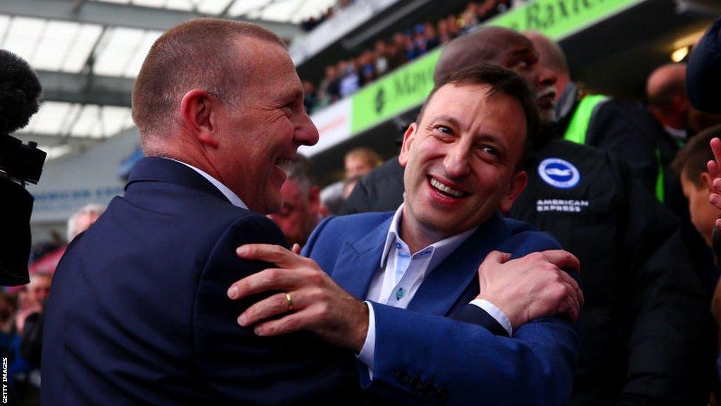 Brighton owner Tony Bloom and chief executive Paul Barber in the stands