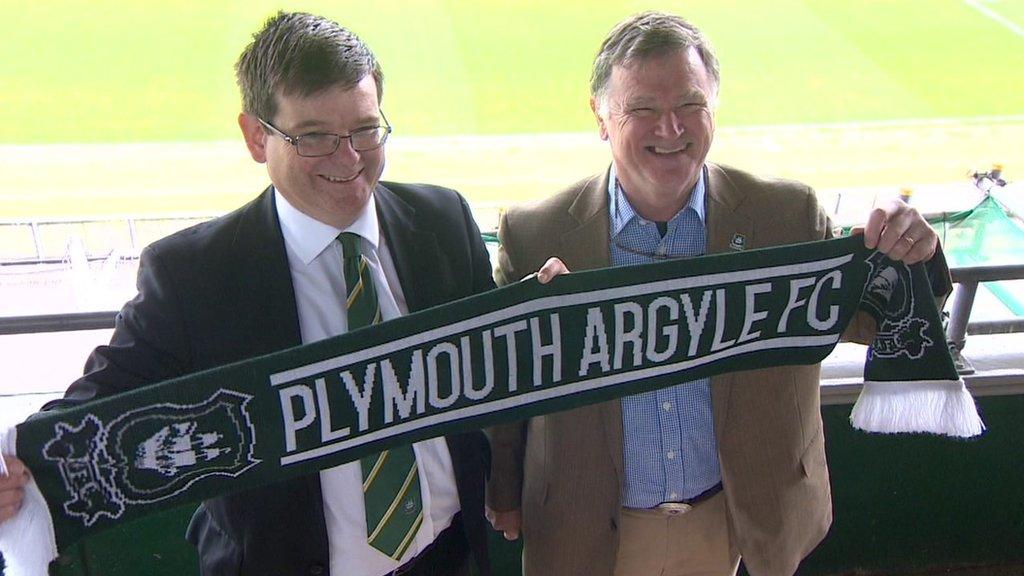 Simon Hallett (right) took over as Plymouth Argyle's majority shareholder from James Brent (left) in 2018