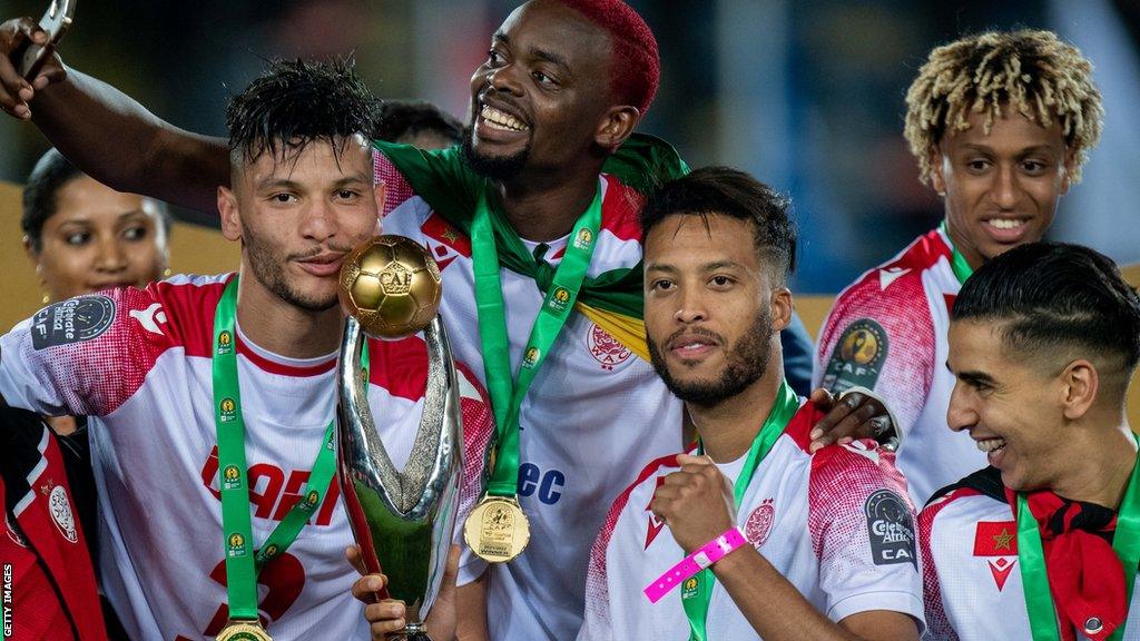 Wydad Casablanca players celebrate winning the African Champions League title