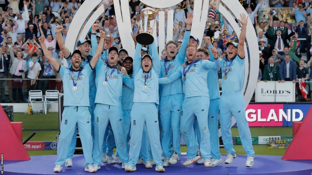 England hold aloft the Cricket World Cup in 2019