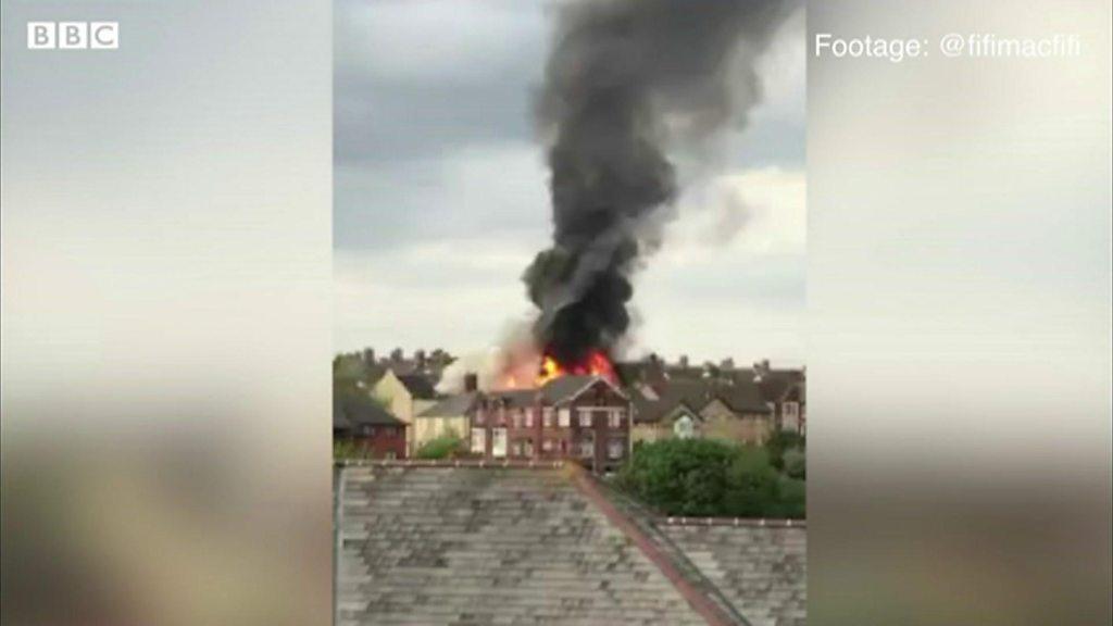 The ex-social club in Barry on fire