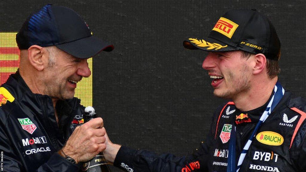 Adrian Newey and Max Verstappen