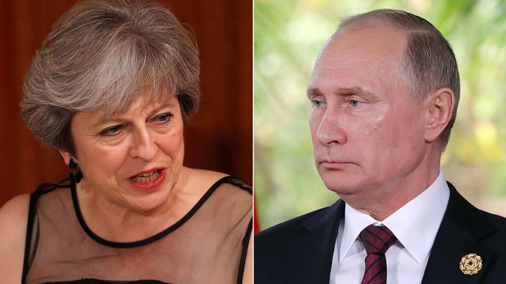 Theresa May and Vladimir Putin