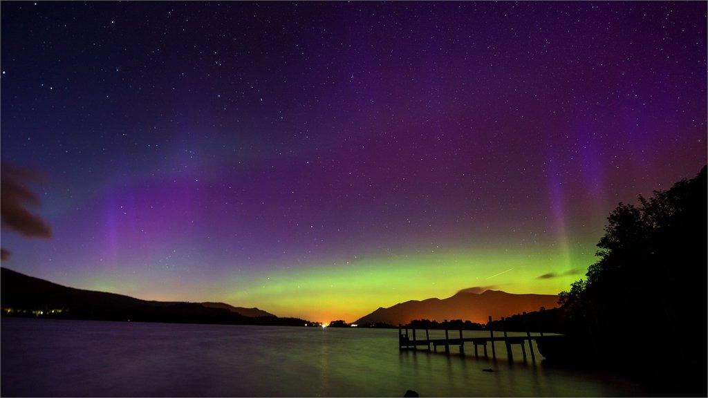 Northern Lights shine in the Lake District