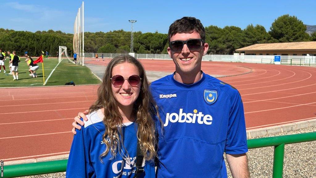 Meet the diehard Portsmouth football fans who've followed their team to an old fishing village in Spain on pre-season training camp.