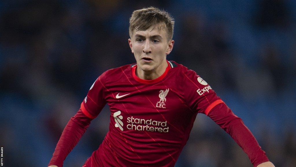 Max Woltman playing for Liverpool's U23 side in 2022