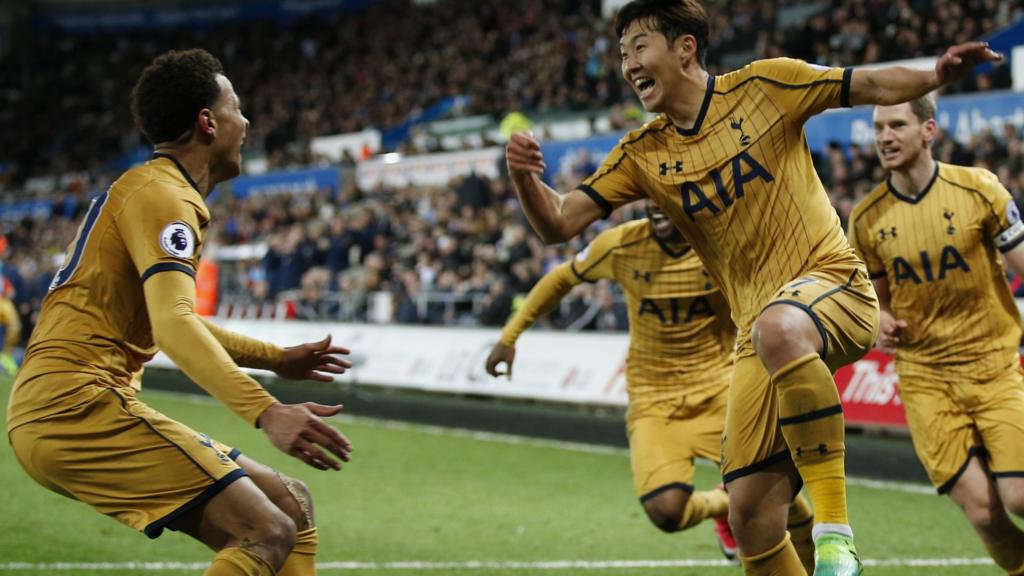 Son Heung-min celebrates