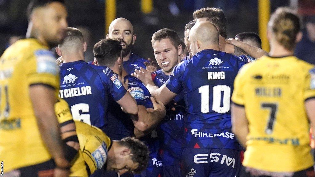 Hull KR celebrate a try at Castleford