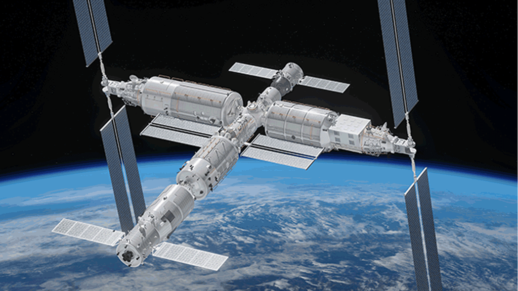 Graphic showing key elements of China's space station