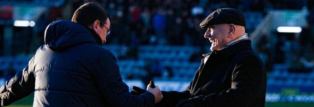 Dundee boss Gary Bowyer and Arbroath counterpart Dick Campbell