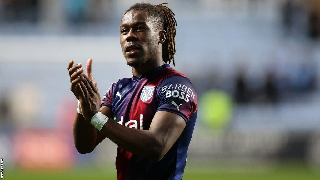 West Bromwich Albion striker Brandon Thomas-Asante applauds the crowd