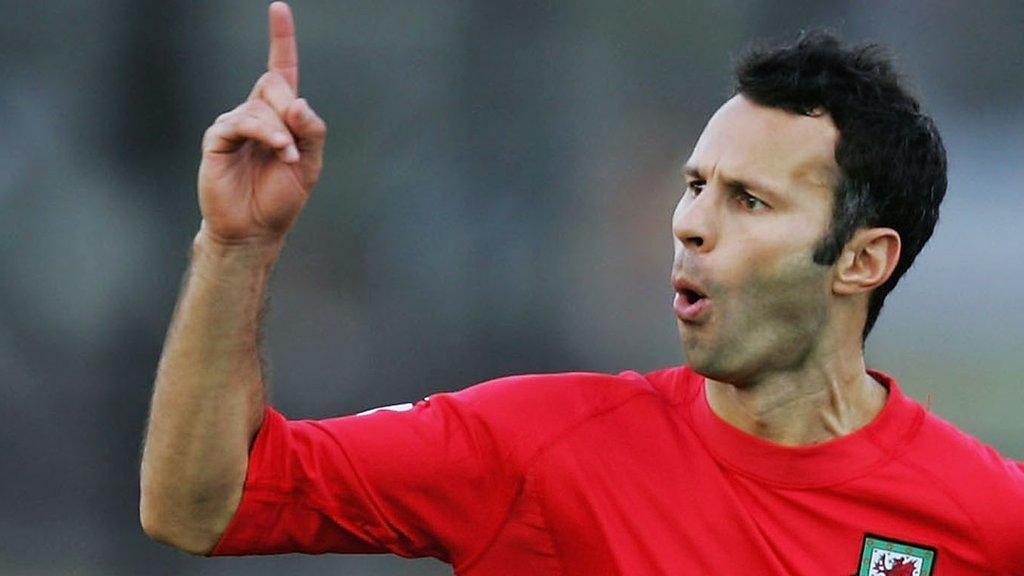 Ryan Giggs celebrates scoring for Wales