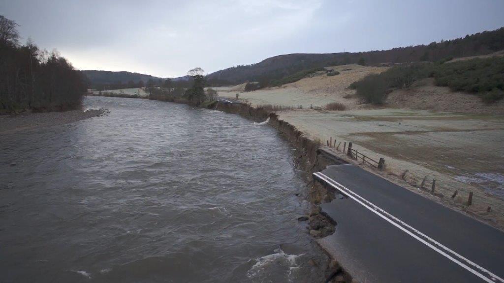 Damaged A93 west of Ballater