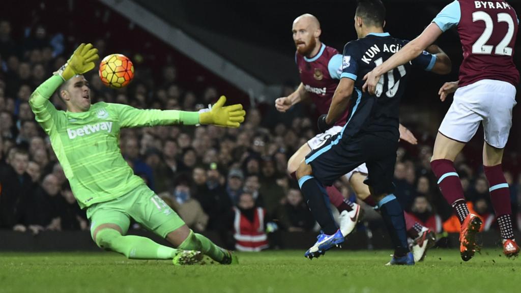 Sergio Aguero equalises for Manchester City