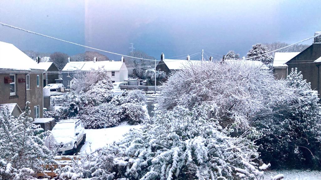 Snow in Stithians, Cornwall on 17 January 2023