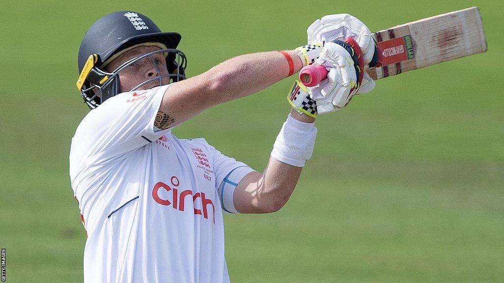 Ollie Pope tries to hook against Australia in the second Ashes Test