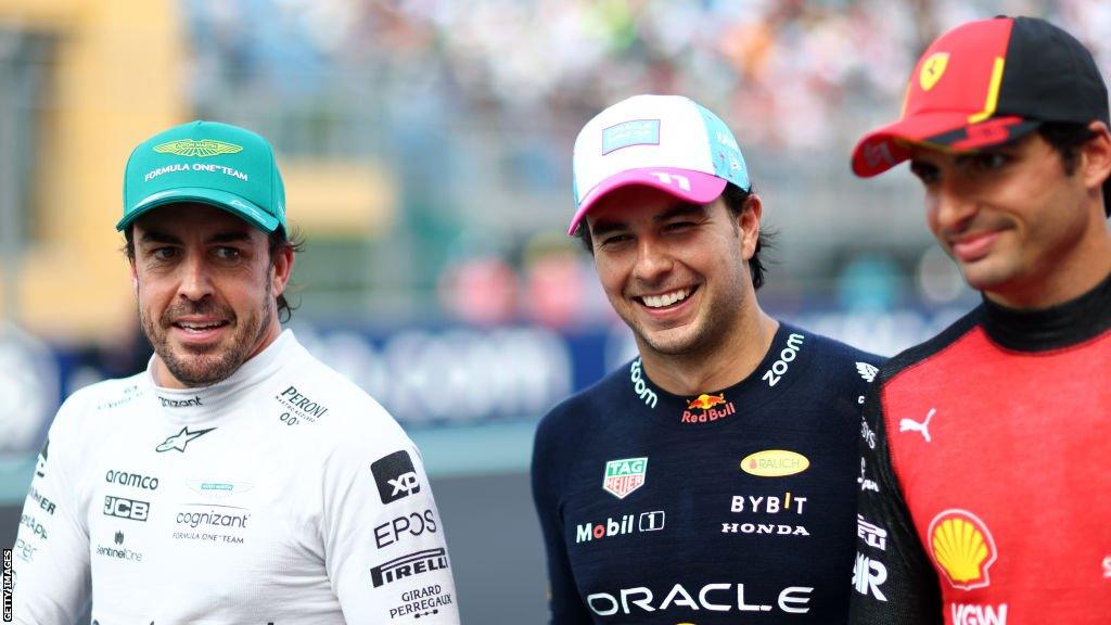 Fernando Alonso, Sergio Perez and Carlos Sainz