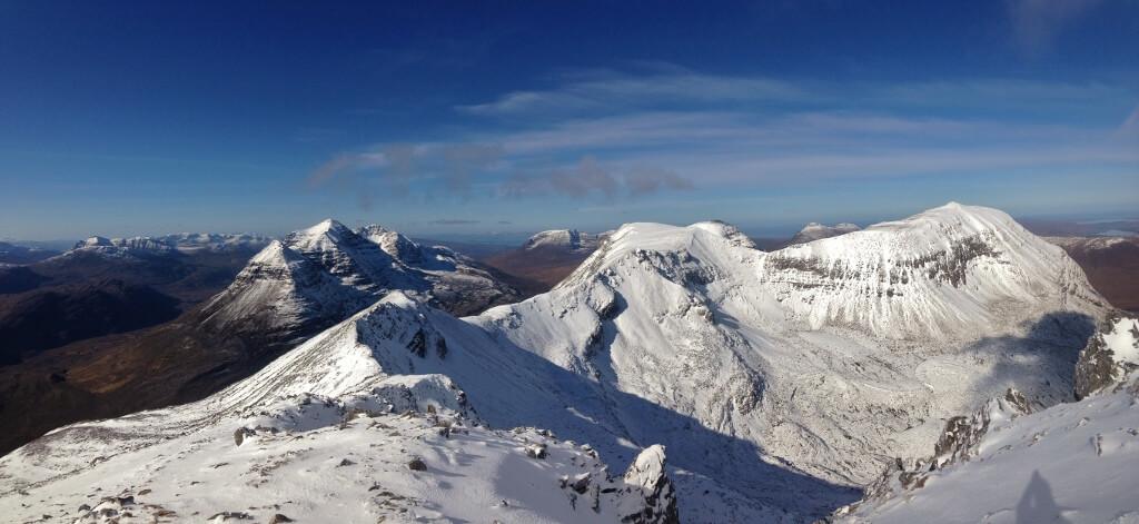 Applecross hills, Liathach, Beinn Alligin behind and the ridge of Beinn Eighe