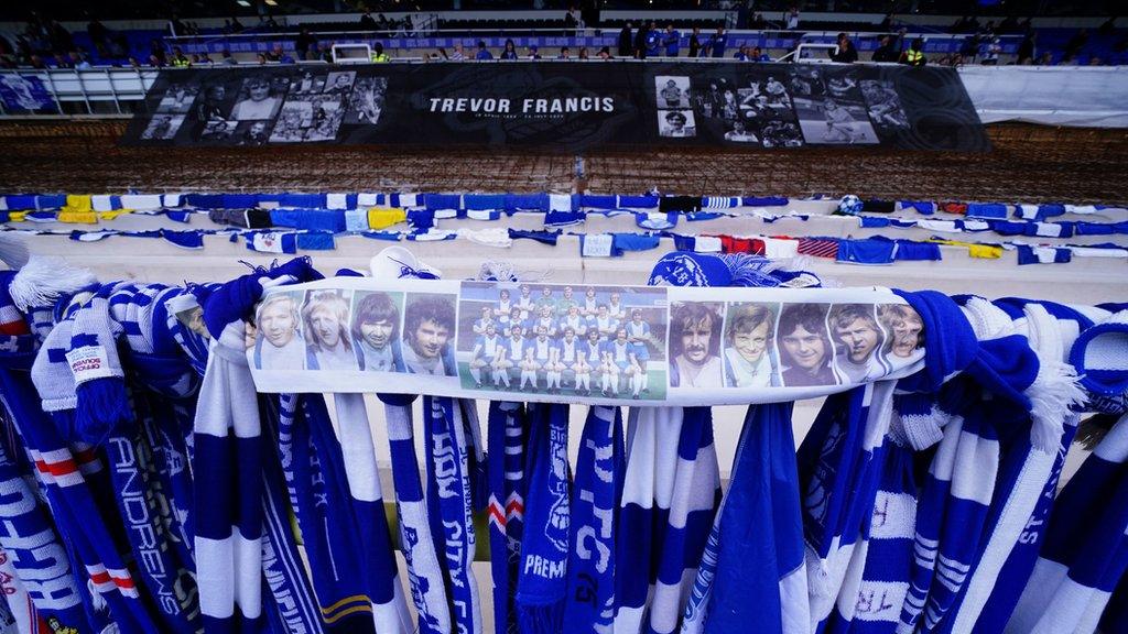 Birmingham City scarves left in tribute to Trevor Francis