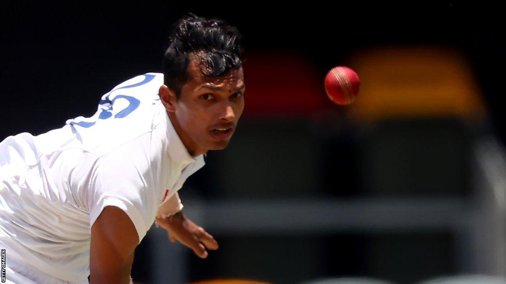 Navdeep Saini in action for India