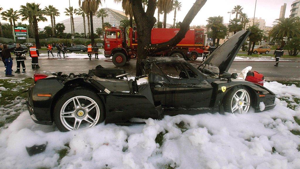 Wreck of Kerimov's Ferrari