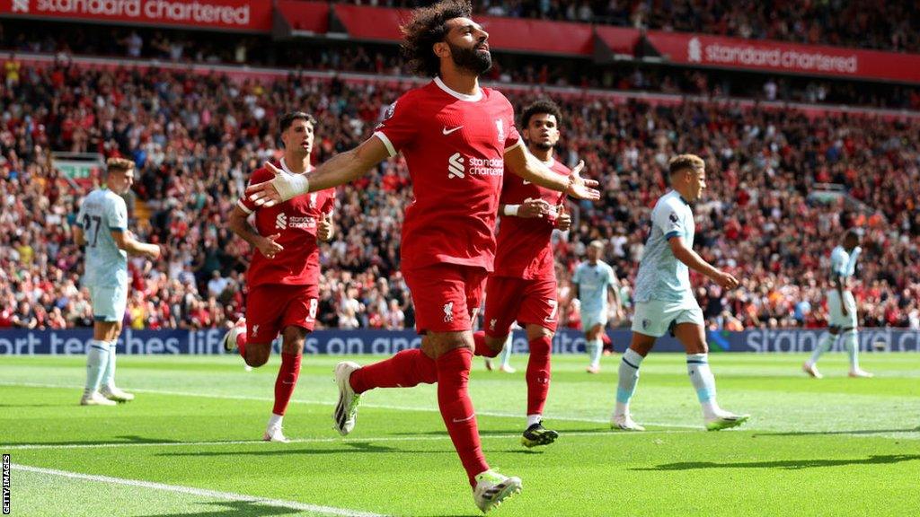 Mohamed Salah celebrates