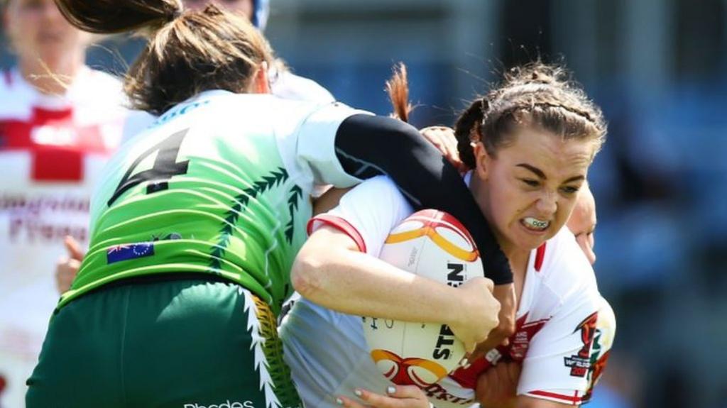 Lois Forsell in action for England against Cook Islands in their final group game