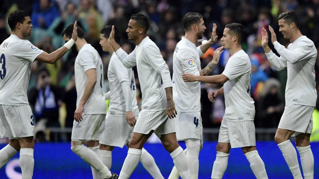 Real Madrid players celebrate