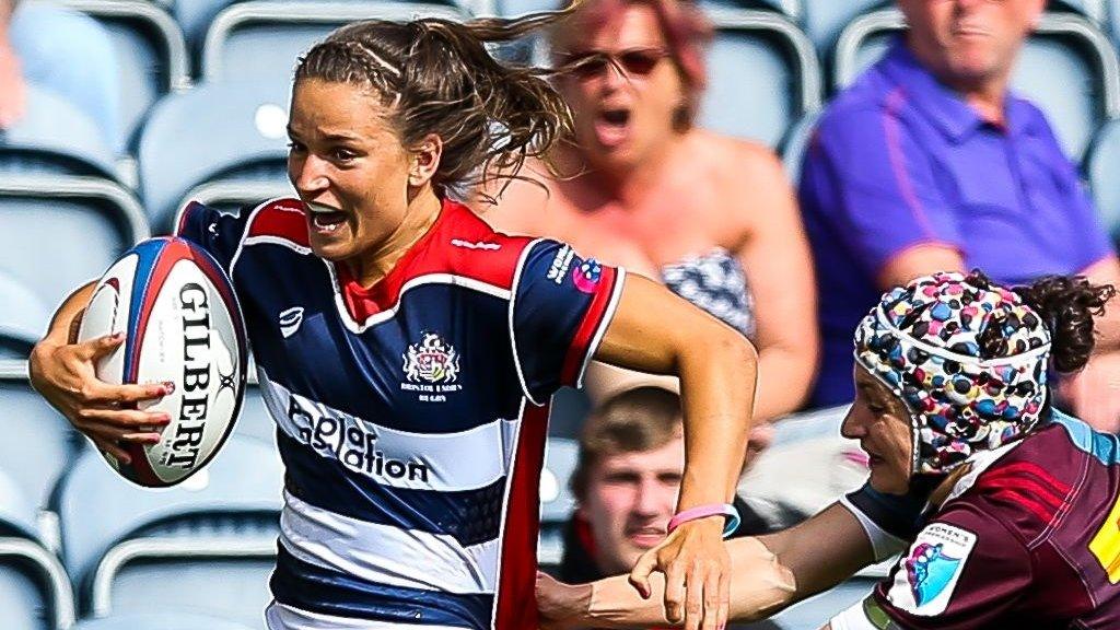 Jaz Joyce looks determined as she makes a run for Bristol Ladies