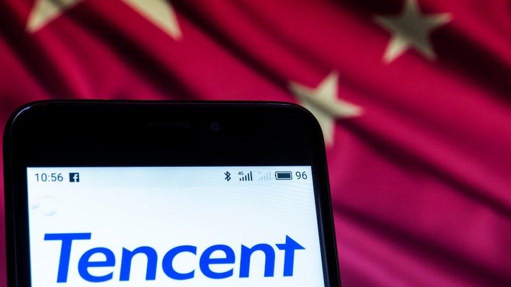 Tencent logo on Chinese flag