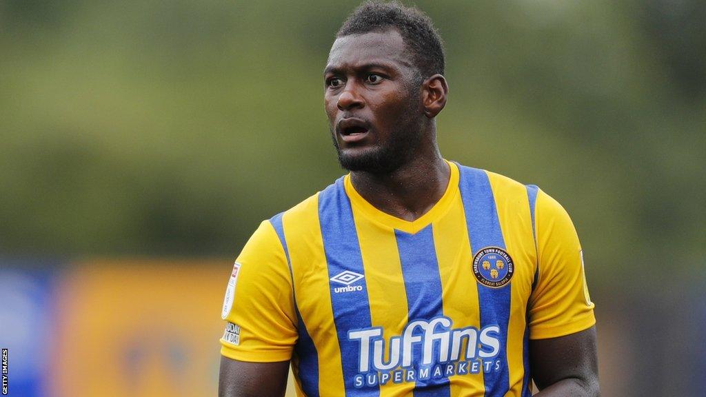 Aaron Pierre in action for Shrewsbury Town