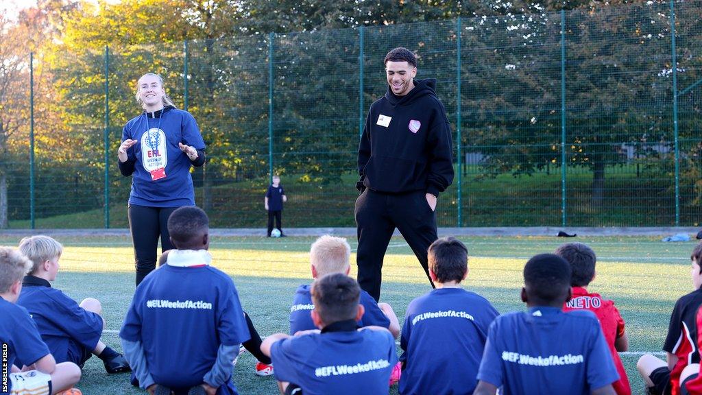 Southampton striker Che Adams at an EFL Week of Action activity