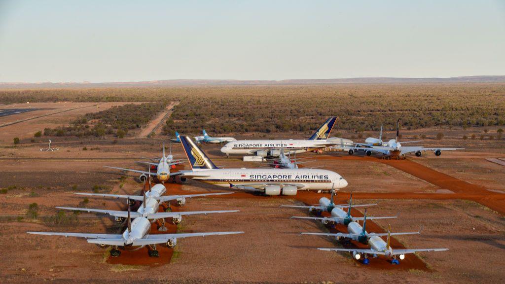 Planes in storage at Alice Springs