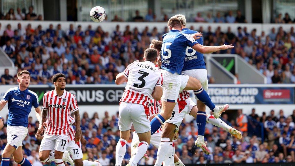 Luke Woolfenden put Ipswich in front with a first-half header