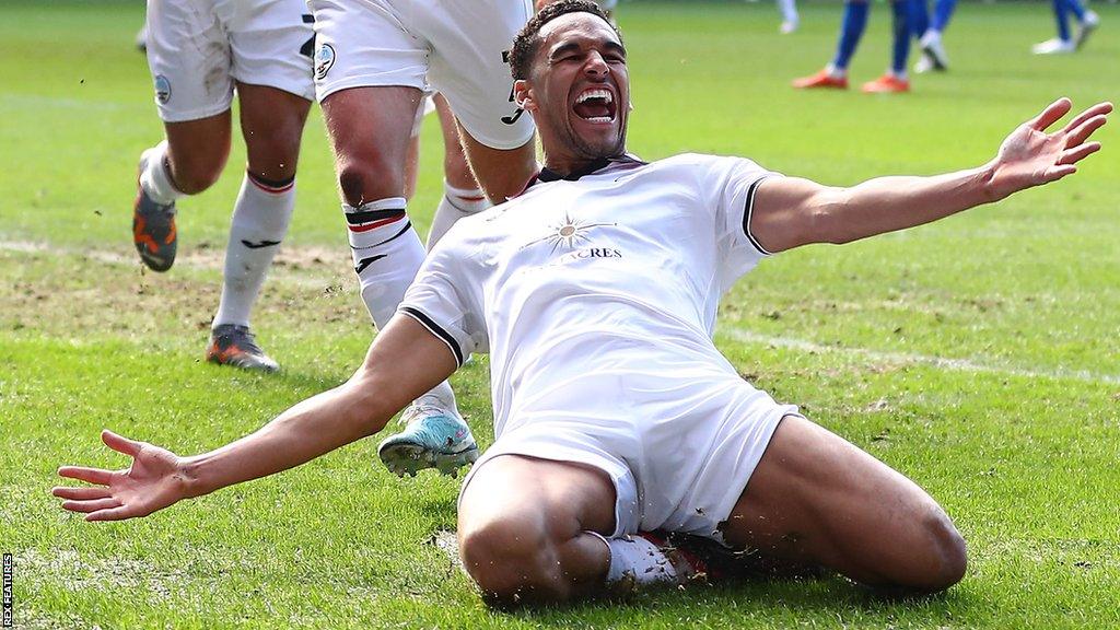 Ben Cabango celebrates scoring at Cardiff City for the second successive season