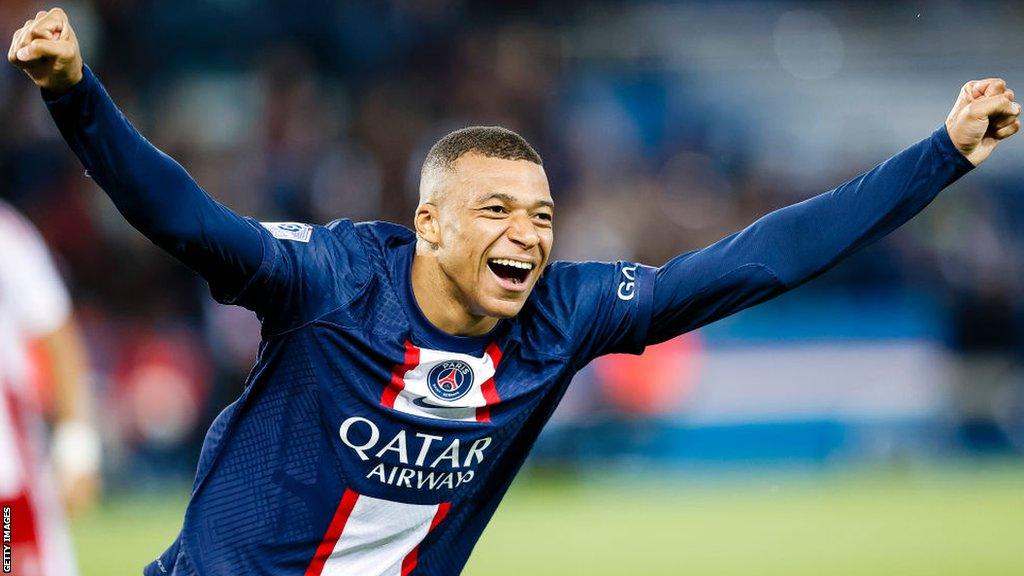 Kylian Mbappe celebrates a goal